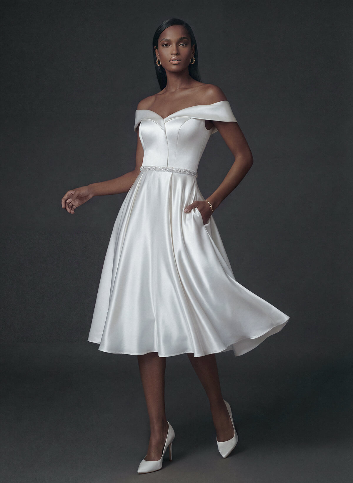 Simple Tea Length Wedding Dress