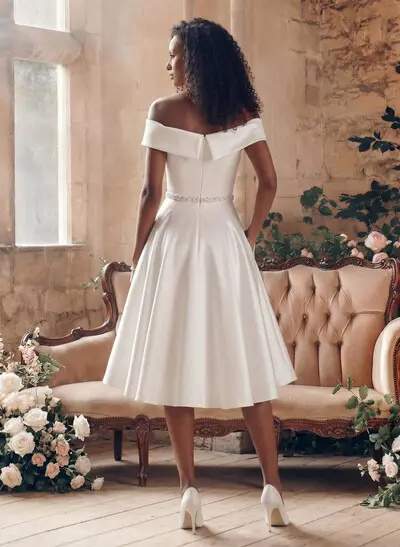Simple Tea Length Wedding Dress
