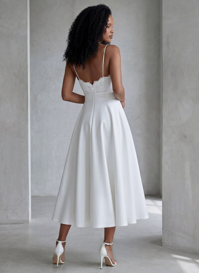 Lace Short Reception Wedding Dresses With Tea-Length