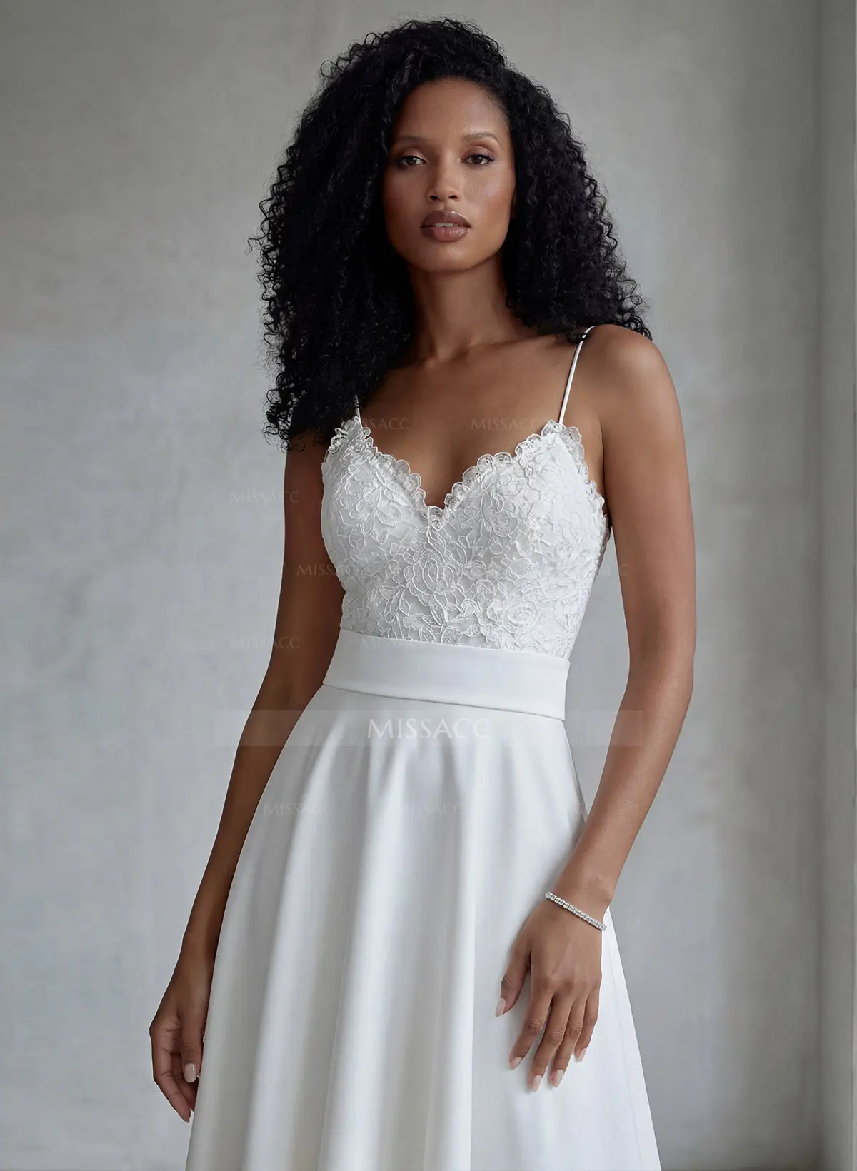 Missacc Ivory Bride Lace Short Reception Wedding Dresses With Tea-Length Missacc Ivory Bride Lace Short Reception Wedding Dresses With Tea-Length