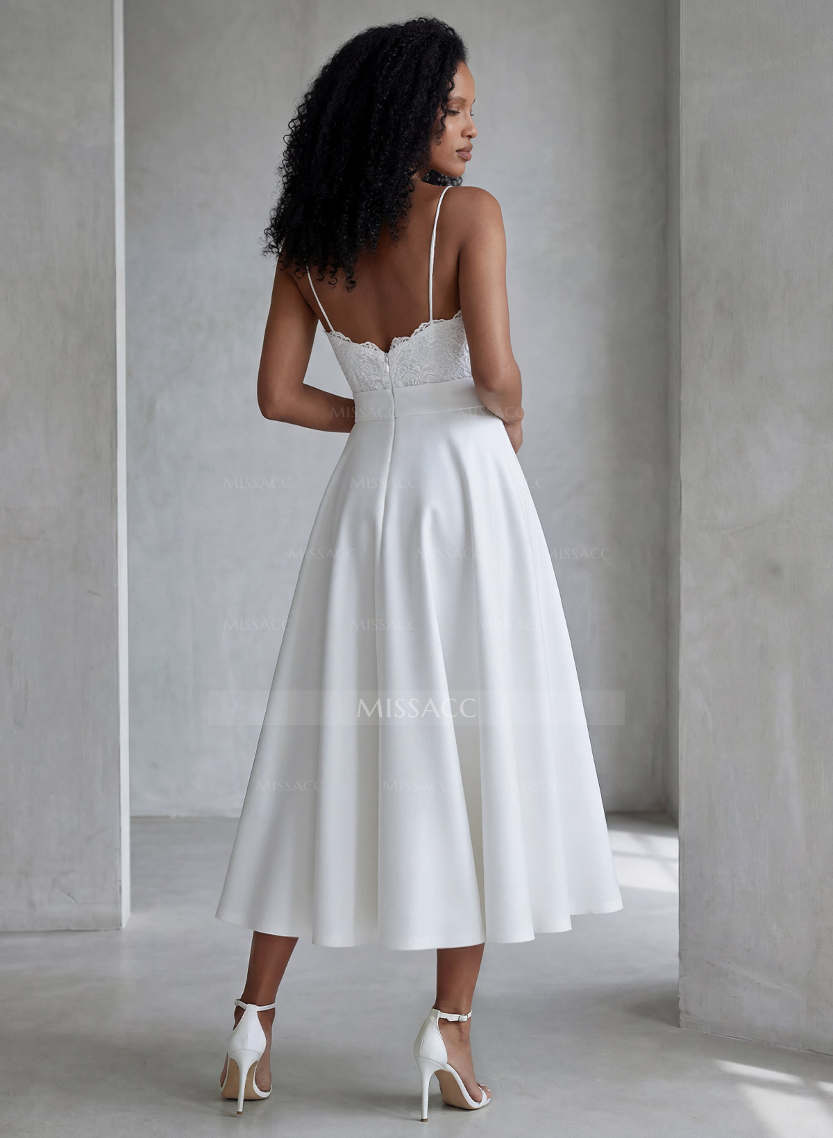 Lace Short Reception Wedding Dresses With Tea-Length