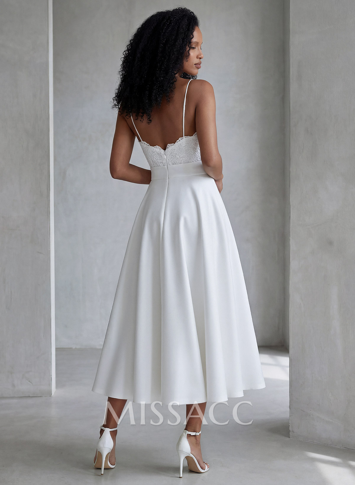 Lace Short Reception Wedding Dresses With Tea-Length