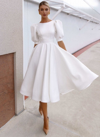 Short Chic Wedding Dresses With Satin Back Hole