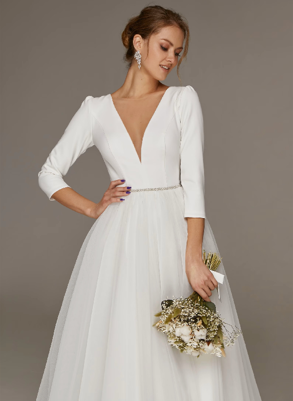 Short Simple Wedding Dresses With Sleeves
