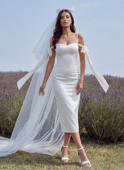 Modern Simple Reception Wedding Dresses With Bow(s)