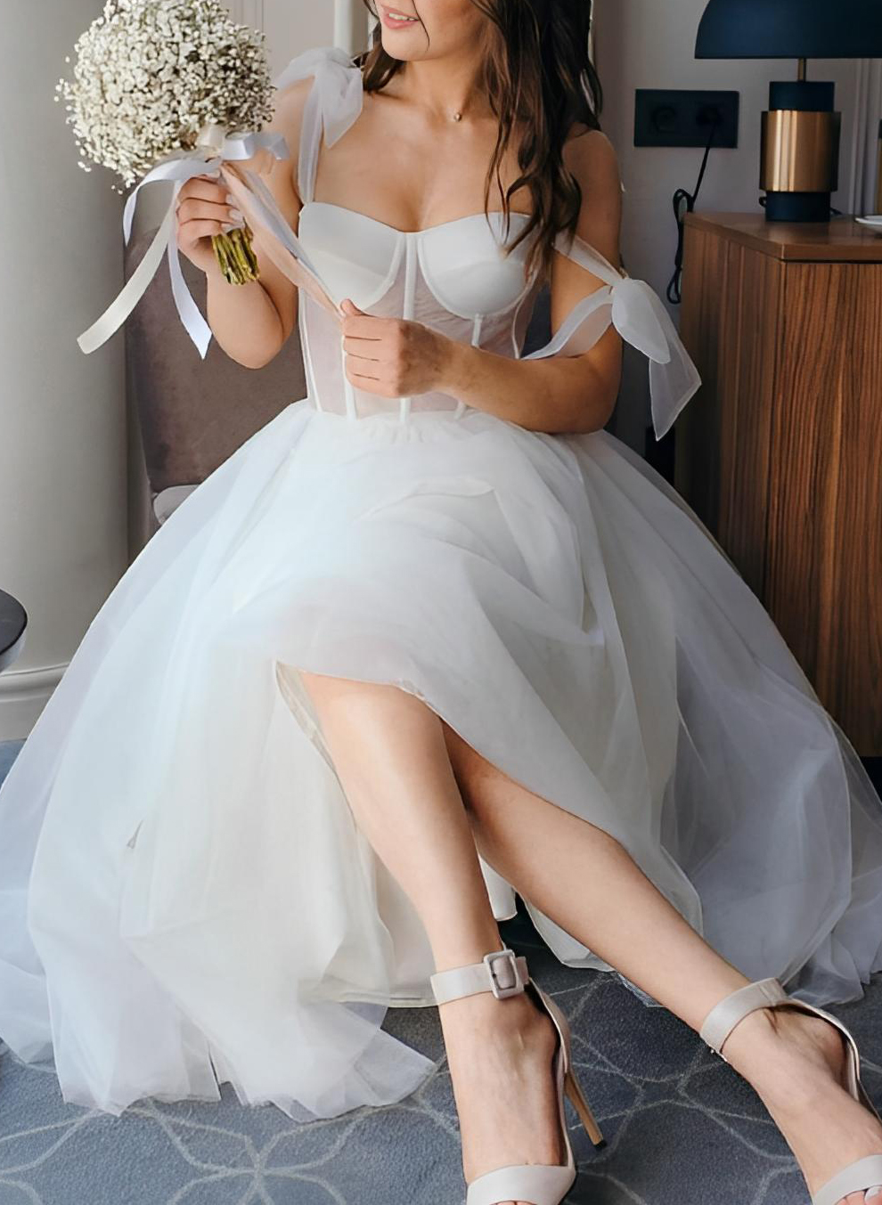 Sex Short White Wedding Dresses With Tulle Tea-Length