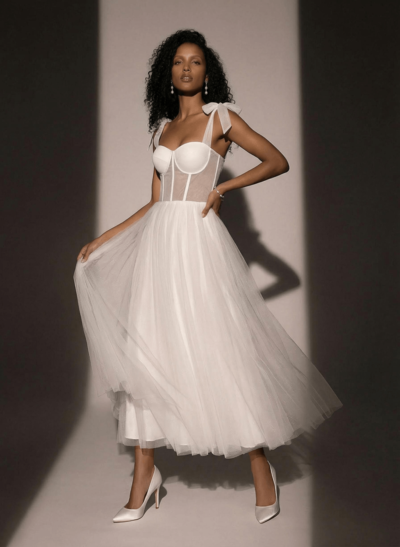Sex Short White Wedding Dresses With Tulle Tea-Length
