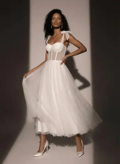 Sex Short White Wedding Dresses With Tulle Tea-Length