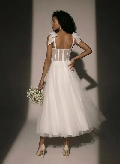 Sex Short White Wedding Dresses With Tulle Tea-Length