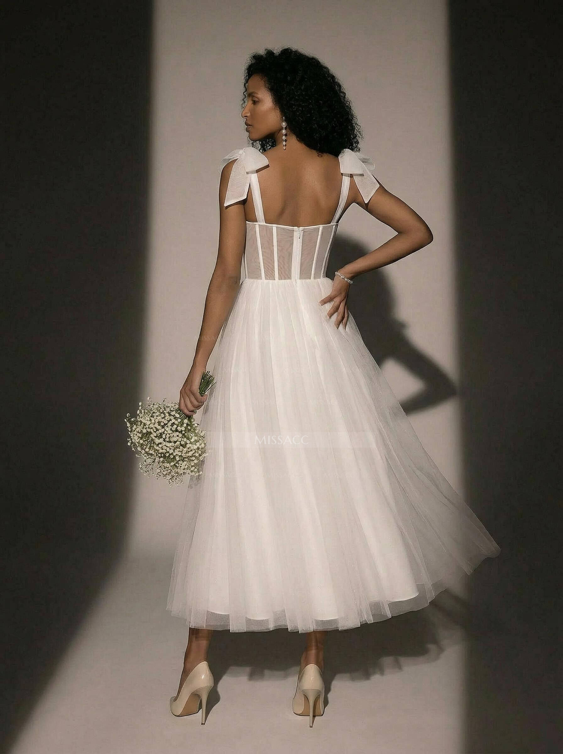 Sex Short White Wedding Dresses With Tulle Tea-Length
