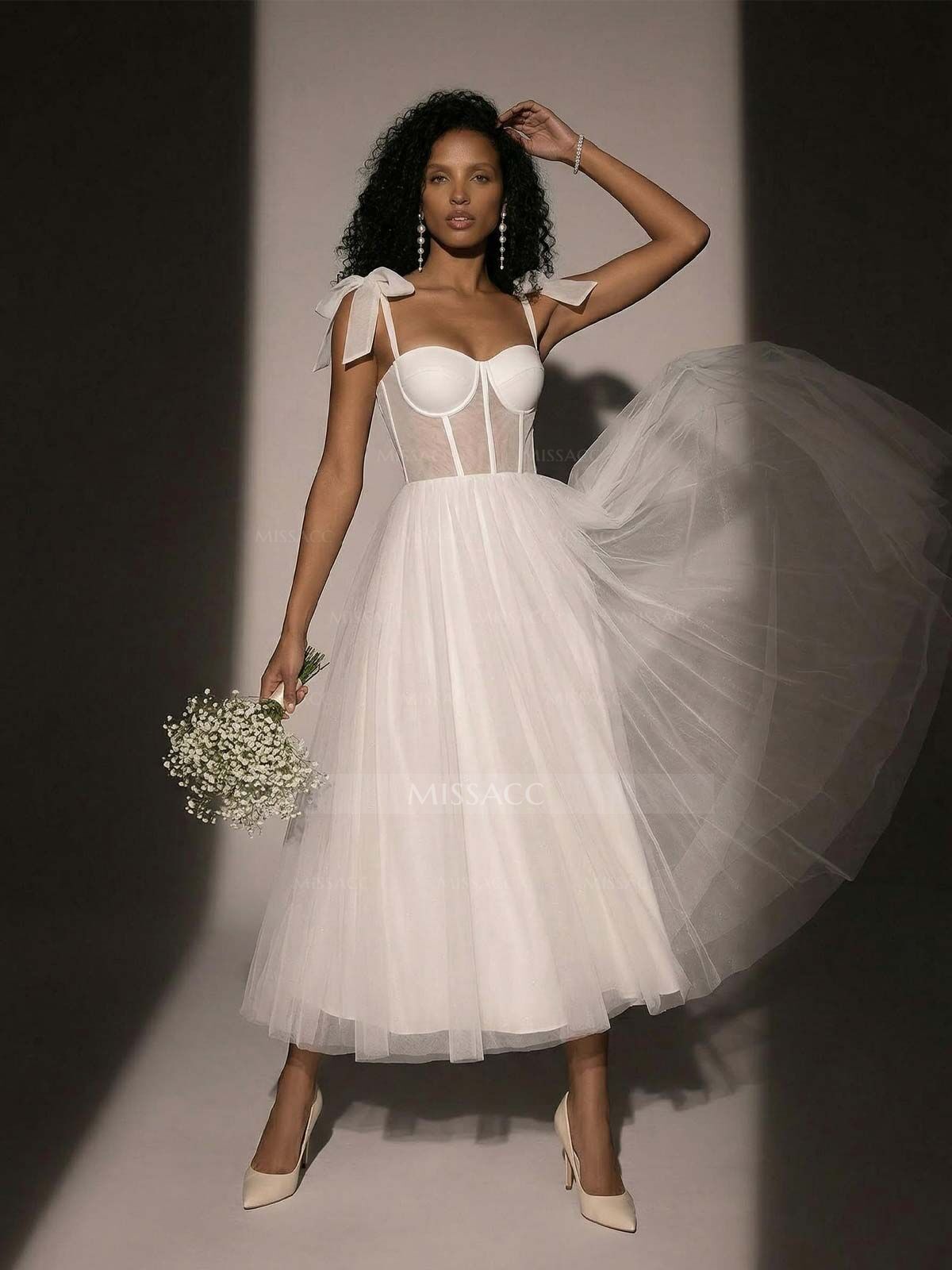 Sex Short White Wedding Dresses With Tulle Tea-Length