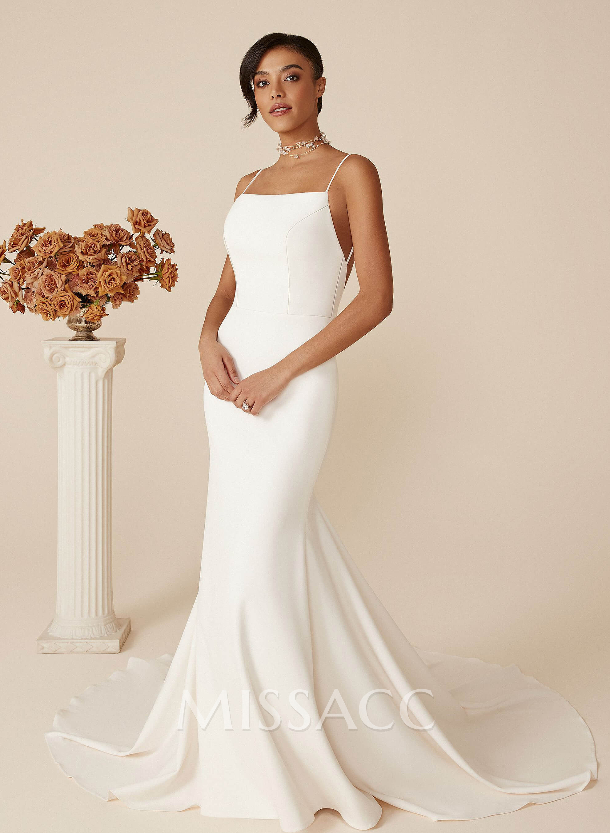 Open Back Mermaid Wedding Dresses With Sweep Train Open Back Mermaid Wedding Dresses With Sweep Train