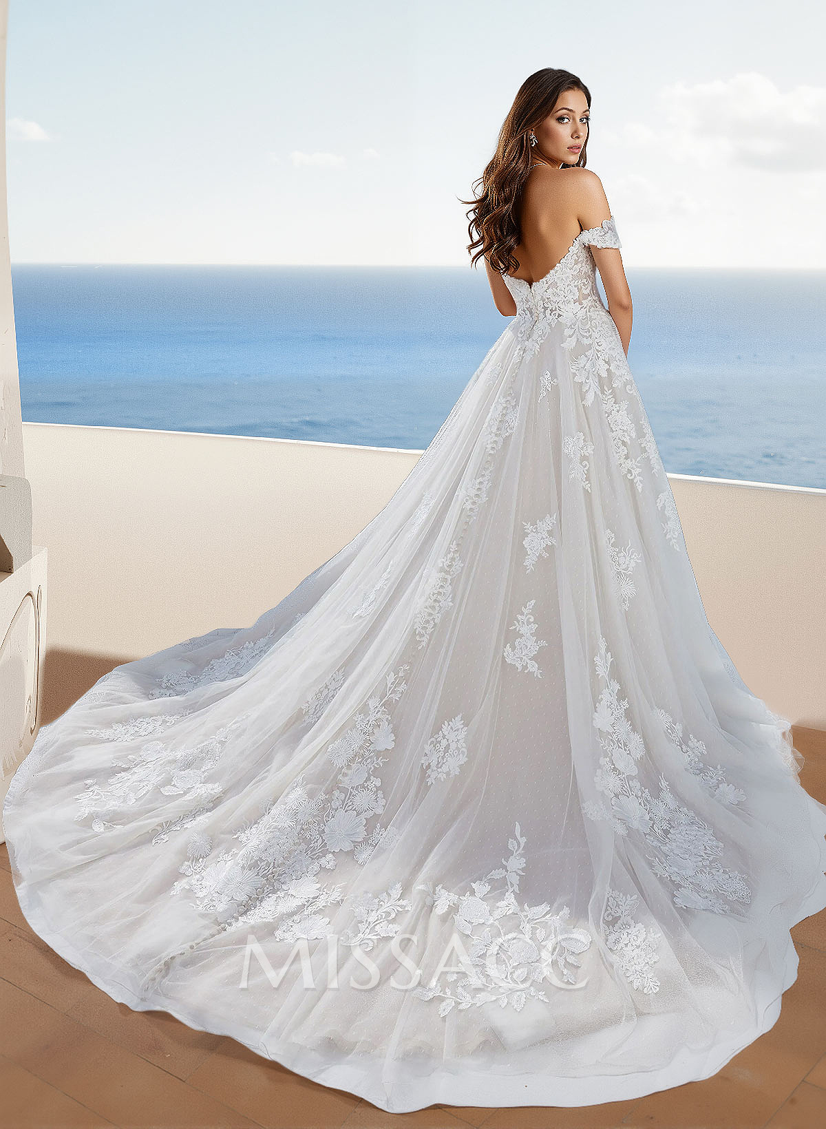 Off-The-Shoulder Ball-Gown Lace Wedding Dresses With Tulle Off-The-Shoulder Ball-Gown Lace Wedding Dresses With Tulle