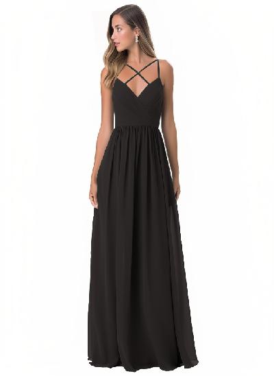 A-Line Spaghetti Straps Bridesmaid Dress With Floor-Length