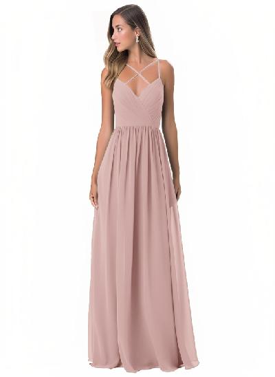 A-Line Spaghetti Straps Bridesmaid Dress With Floor-Length