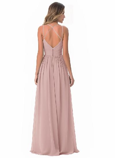 A-Line Spaghetti Straps Bridesmaid Dress With Floor-Length