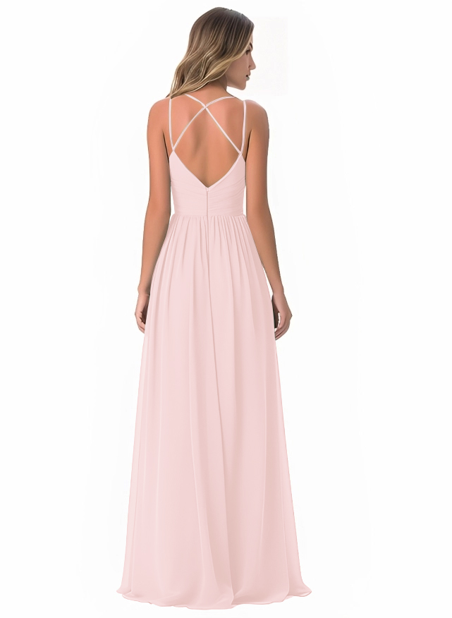 Simple V-Neck Chiffon Bridesmaid Dress With A-Line