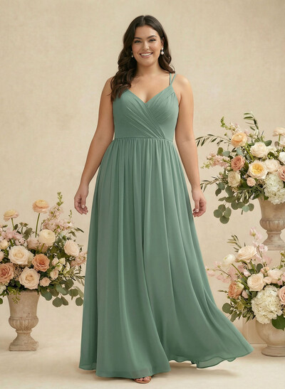 Simple V-Neck Chiffon Bridesmaid Dress With A-Line