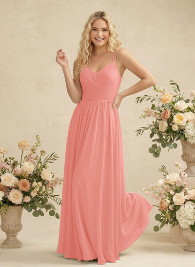 Simple V-Neck Chiffon Bridesmaid Dress With A-Line