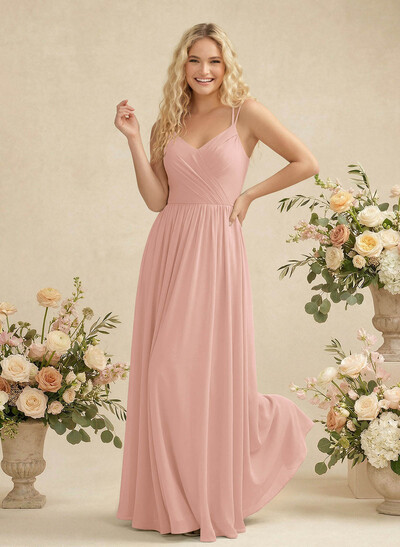 Simple V-Neck Chiffon Bridesmaid Dress With A-Line