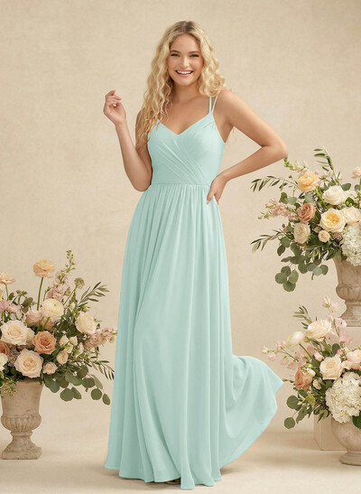 Simple V-Neck Chiffon Bridesmaid Dress With A-Line
