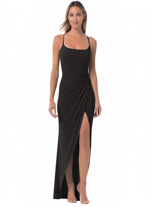 Sheath/Column Square Neckline Chiffon Bridesmaid Dress With Sleeveless