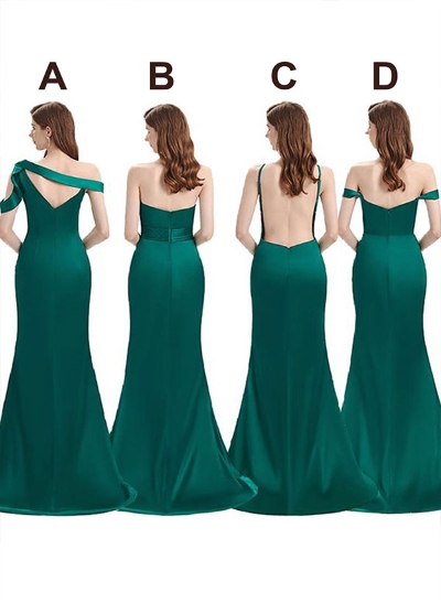 Mermaid Floor-Length Silk Like Satin Bridesmaid Dress With Split Front