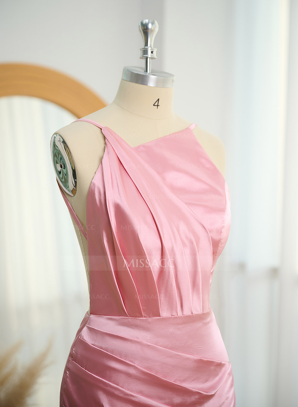Mermaid Floor-Length Silk Like Satin Bridesmaid Dress With Split Front
