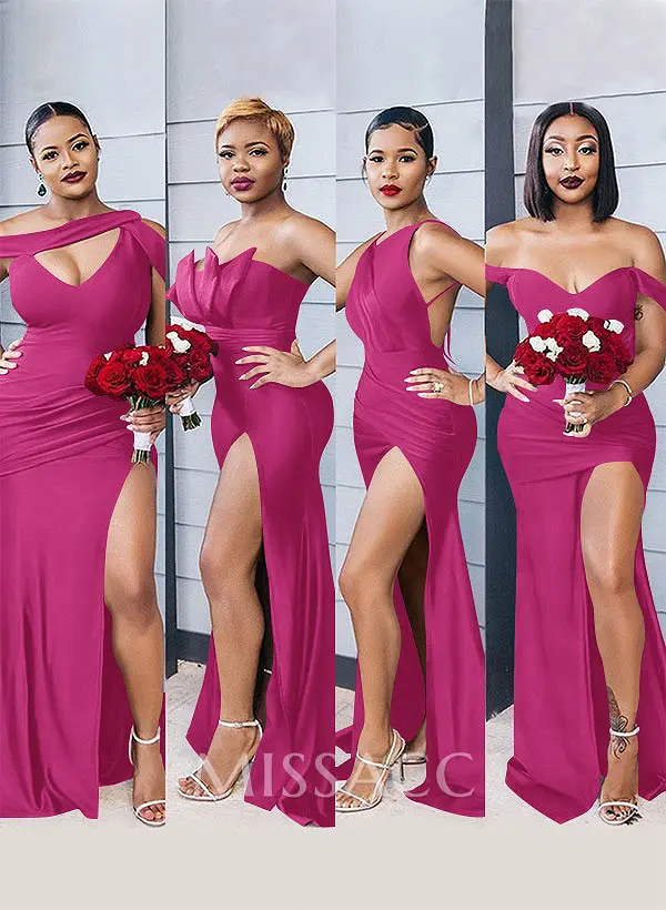 m and s bridesmaid dresses Mismatched Satin Mermaid Long Cheap Custom Bridesmaid Dresses, MRB0188 MarryLover