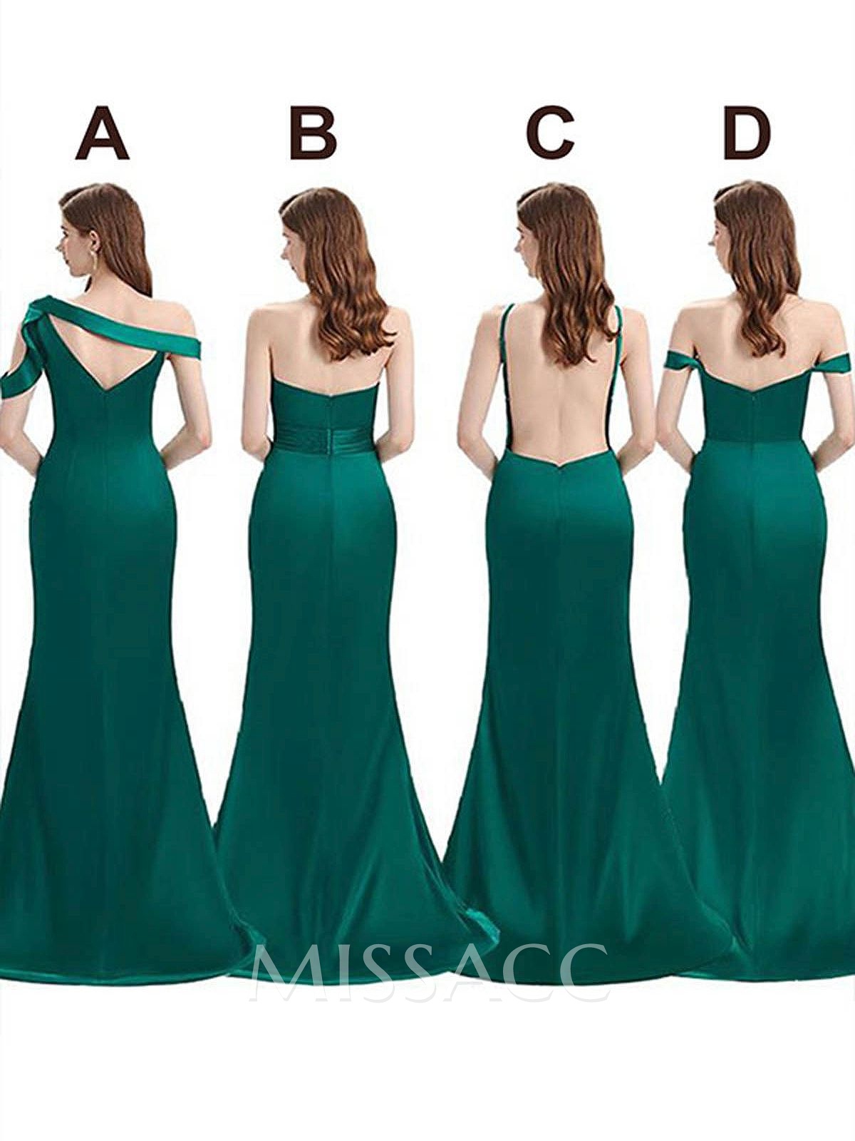 Mermaid Floor-Length Stretch Satin Bridesmaid Dress With Split Front