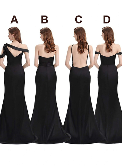 Mermaid Floor-Length Stretch Satin Bridesmaid Dress With Split Front