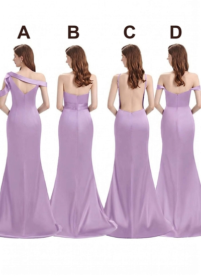 Mermaid Floor-Length Stretch Satin Bridesmaid Dress With Split Front