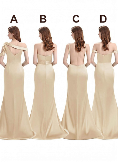 Mermaid Floor-Length Stretch Satin Bridesmaid Dress With Split Front