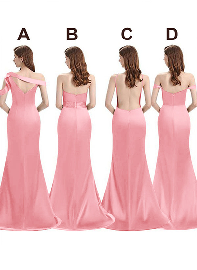 Mermaid Floor-Length Stretch Satin Bridesmaid Dress With Split Front