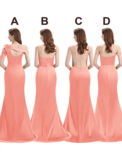 Mermaid Floor-Length Stretch Satin Bridesmaid Dress With Split Front