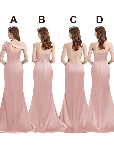 Mermaid Floor-Length Stretch Satin Bridesmaid Dress With Split Front