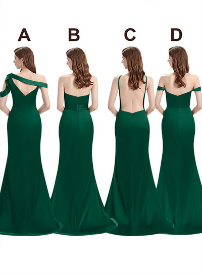 Mermaid Floor-Length Stretch Satin Bridesmaid Dress With Split Front