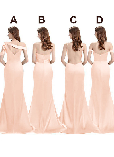 Mermaid Floor-Length Stretch Satin Bridesmaid Dress With Split Front
