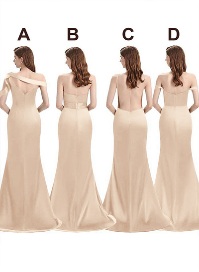 Mermaid Floor-Length Stretch Satin Bridesmaid Dress With Split Front
