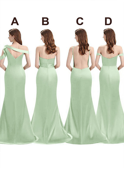 Mermaid Floor-Length Stretch Satin Bridesmaid Dress With Split Front