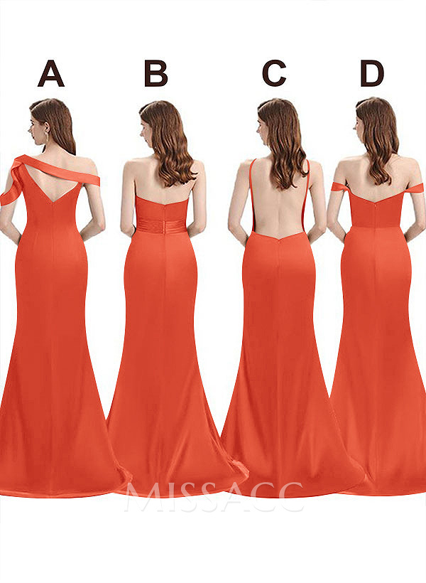Mermaid Floor-Length Stretch Satin Bridesmaid Dress With Split Front