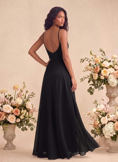 V-Neck A-Line Bridesmaid Dress With Cascading Ruffles