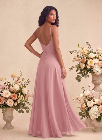 V-Neck A-Line Bridesmaid Dress With Cascading Ruffles