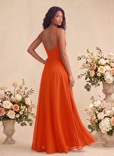 V-Neck A-Line Bridesmaid Dress With Cascading Ruffles