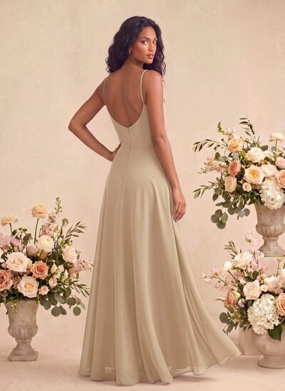 V-Neck A-Line Bridesmaid Dress With Cascading Ruffles