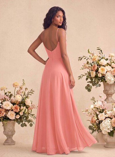 V-Neck A-Line Bridesmaid Dress With Cascading Ruffles