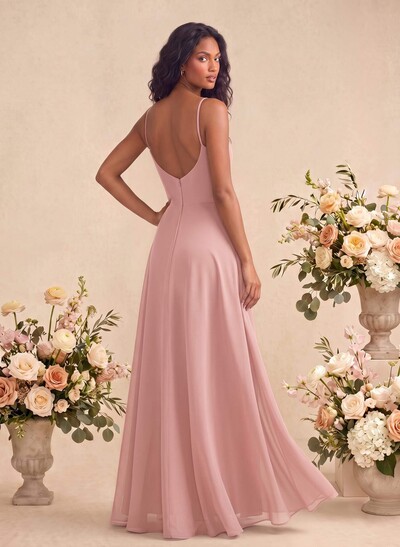 V-Neck A-Line Bridesmaid Dress With Cascading Ruffles