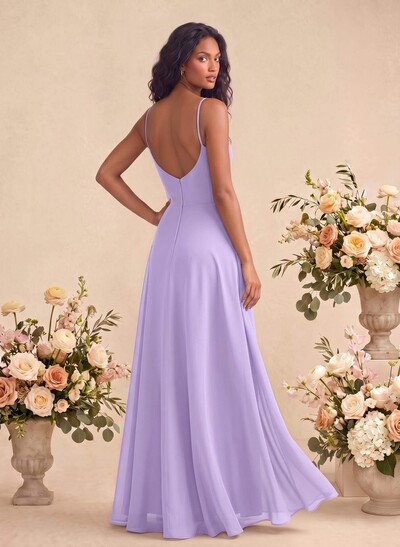 V-Neck A-Line Bridesmaid Dress With Cascading Ruffles