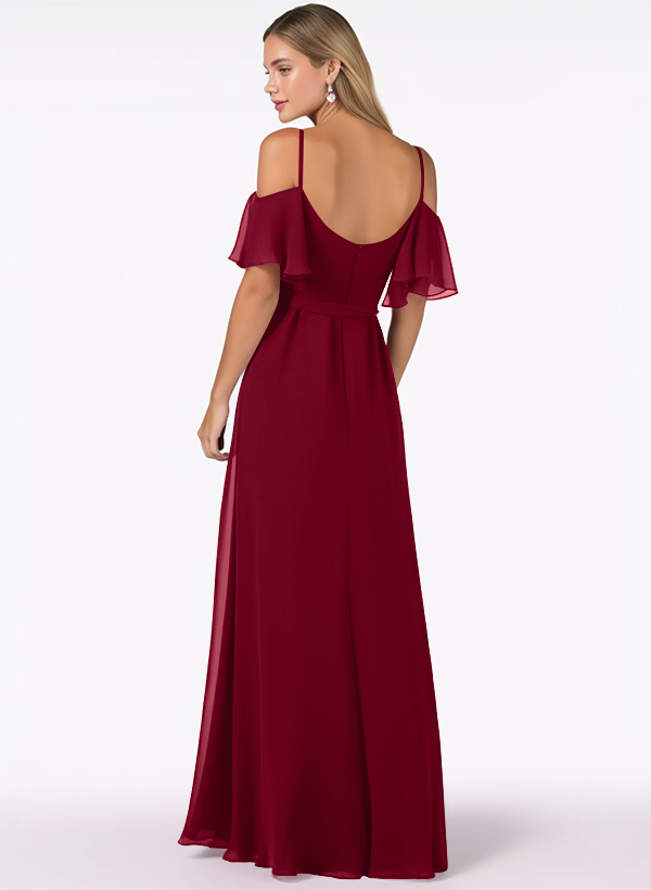 Off-the-Shoulder A-Line Bridesmaid Dress With Chiffon