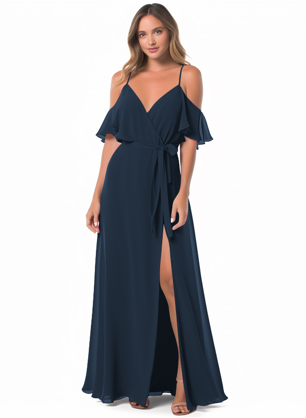 Off-the-Shoulder A-Line Bridesmaid Dress With Chiffon